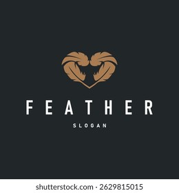 simple minimalist elegant logo feather animal fur illustration template symbol brand product business
