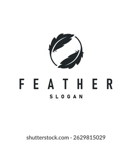 simple minimalist elegant logo feather animal fur illustration template symbol brand product business