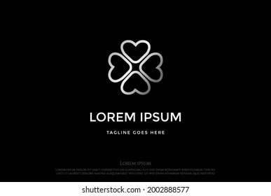 Simple Minimalist Elegant Luxury Geometric Clover Flower Leaf Logo Design Vector