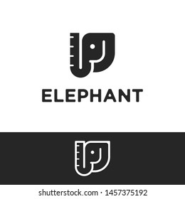 Simple minimalist elephant monochrome vector logo