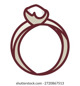 Simple minimalist engagement ring icon with diamond gem graphic