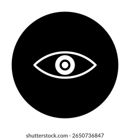 Simple minimalist eye symbol icon black and white design for various creative projects and designs