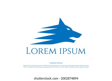 Vector de diseño de logotipo de cabeza de perro de lobo de velocidad rápida simple y minimalista