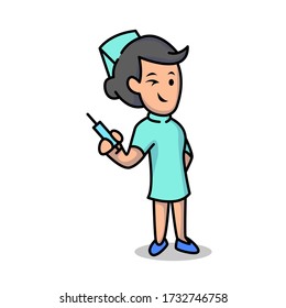simple minimalist female nurse mascot logo design template 