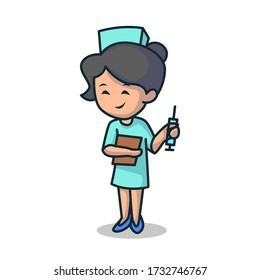 simple minimalist female nurse mascot logo design template 