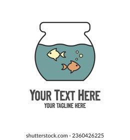 Simple Minimalist Fish Jar for Aquarium Icon Illustration Vector