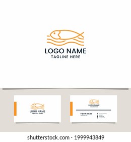Simple and minimalist fish on water logo with business card template