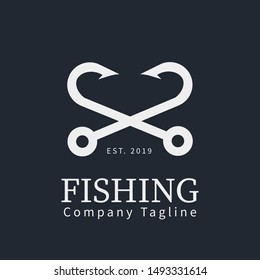 simple and minimalist fishing logo template design