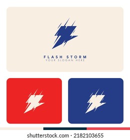 simple minimalist flash storm logo design