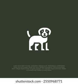 Forma plana minimalista del logotipo del perro, ilustración animal de la tienda del animal doméstico