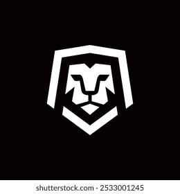 simple minimalist, flat bold line modern lion head badge emblem logo vector illustration