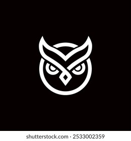 simple minimalist flat bold line modern owl head logo vector illustration