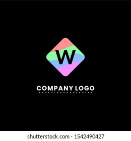 simple minimalist flat colorful rounded square W logo letter modern design concept isolated on black background.