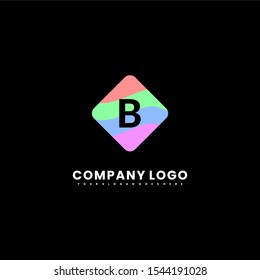 simple minimalist flat colorful rounded square B logo letter modern design concept isolated on black background.