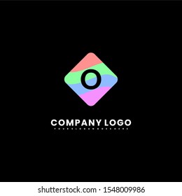 simple minimalist flat colorful rounded square O logo letter modern design concept isolated on black background.