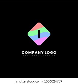 simple minimalist flat colorful rounded square i logo letter modern design concept isolated on black background.