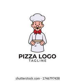 Diseño sencillo minimalista de diseño plano pizzería diseño de mascota diseño vectorial 