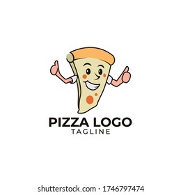Diseño sencillo minimalista de diseño plano pizzería diseño de mascota diseño vectorial 