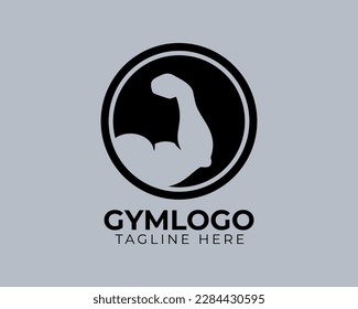 simple minimalist flat fitness gym workout circular emblem logo 