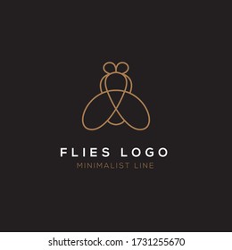 simple minimalist flies insect logo in line art style