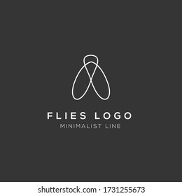 simple minimalist flies insect logo in line art style