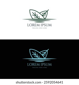 Simple Minimalist Floating Leaf Leaves Water Logo Design Vector