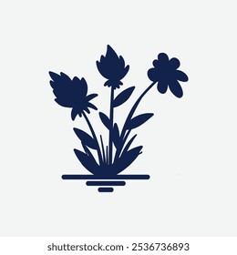 Simple Minimalist Floating River Creek Lake Swamp Water Flower Icon Illustration Design