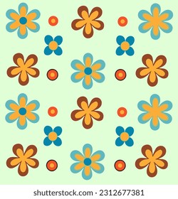 Simple and minimalist floral background with warm and spring colors with retro or vintage style, vector image. 