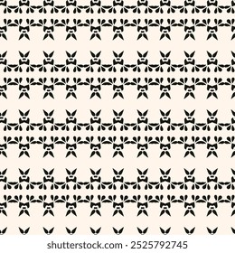 Padrão floral minimalista simples. Mínima textura sem costura com pequenas formas de flor. Fundo geométrico preto e branco abstrato. Para impressão, embalagem