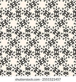 Patrón floral minimalista simple. Textura mínima sin costuras con Pequeñas Formas de flores. Abstractas fondo geométrico blanco y negro. Para imprimir, paquete