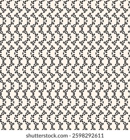 Simple minimalist floral pattern. Minimal seamless texture with small flower shapes. Abstract black and white geometric background. For print, package