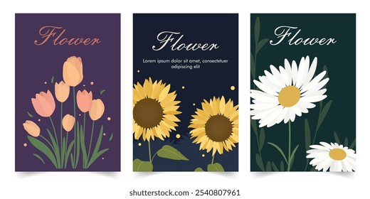 Simple minimalist floral vector design illustration background with blooming flower theme design. for banner, poster, social media, promotion