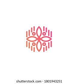 Simple and minimalist flower logo in gradation line