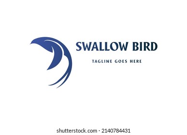 Simple Minimalist Flying Swallow Bird Silhouette Logo Design Vector