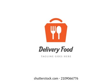 Simple Minimalist Food Bag for Restaurant Delivery Service Logo Design Vector