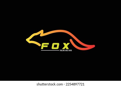 Simple Minimalist Fox Line Logo Vector Icon Illustration