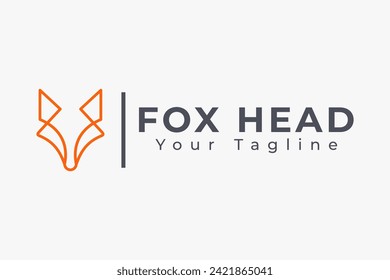 simple minimalist fox, wolf logo with Orange line art. Logotype concept for Wildlife, Mascot, Hunter, Predator, Tattoo, design for Business, Corporate, Company, Identity, Branding, Sign, Symbol, Shape