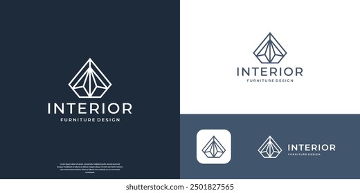 Diseño minimalista simple del logotipo del interior de los muebles con los gráficos planos del Vector