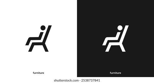 Logotipo de mobiliário minimalista simples. Cadeira de Sofá Interior de Pessoas com Estilo de Contorno Lineart Moderno. Logo interior do mobiliário, ícone, símbolo, vetor, inspiração do projeto.