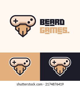 simple minimalist gamepad joystick with beard logo design