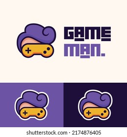 Simple Minimalist Gamepad Joystick With Cool Hair Logo Design