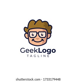 Einfache minimalistische Gek-Kopf-Maskottlogo-Vorlage