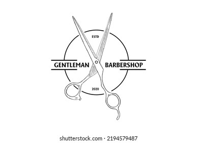 Simple Minimalist Gentleman Scissor for Haircut Barbershop Logo Design