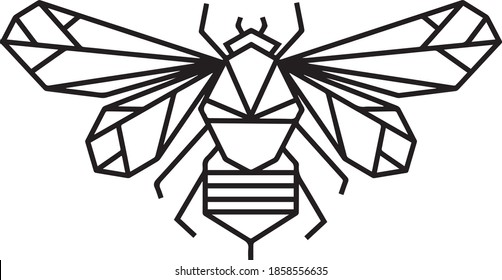 Simple and minimalist geometric illustration logo design bee.