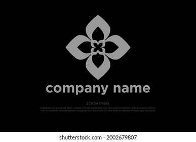 Simple Minimalist Geometric Leaf Flower Logo Design Vector
