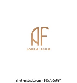 Simple and minimalist geometric letter AF monogram logo with rounded style