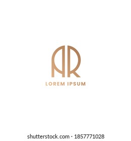 Simple and minimalist geometric letter AR monogram logo with rounded style