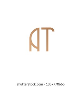 Simple and minimalist geometric letter AT monogram logo with rounded style