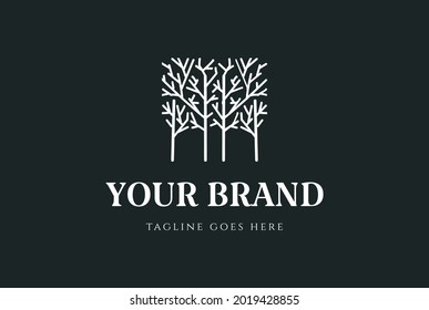 Simple Minimalist Geometric Plants Trees Forest for Garden Park Environment Logo Design Vector