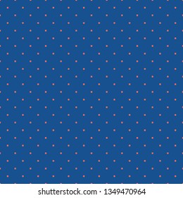 Simple minimalist geometric seamless pattern with small squares, dots, pixels. Vector abstract background in bright colors, deep blue and coral. Subtle minimal texture. Repeat design for decor, covers